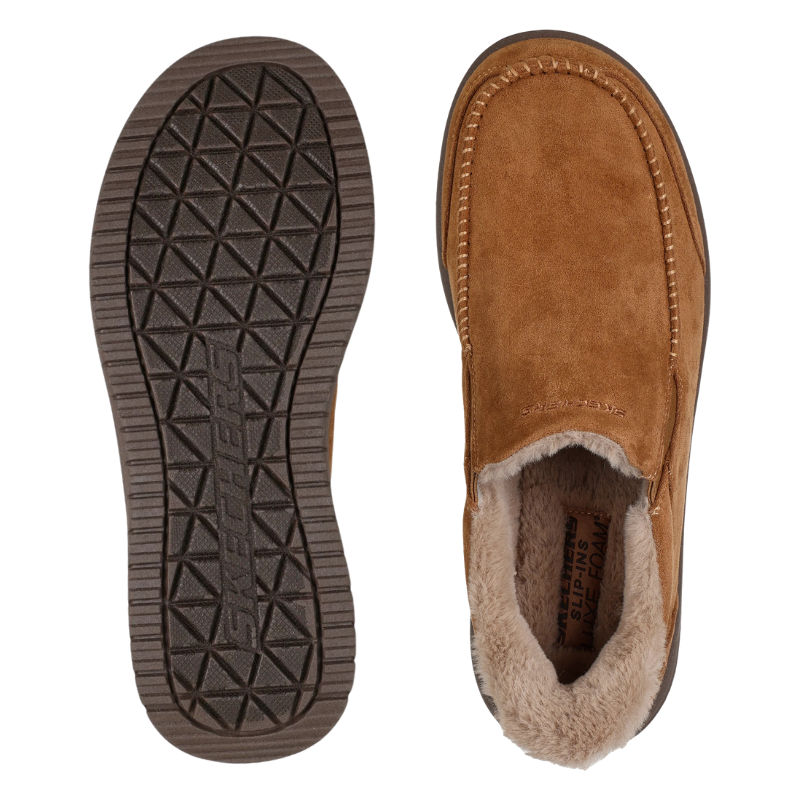 Skechers slip-in miesten aamutossut – ruskea