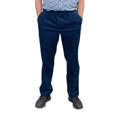 Bløde bukser med elastik - Blå fløjl