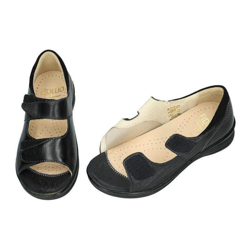 Fidelio damesandal med hælkappe - Sort - Seniorshop