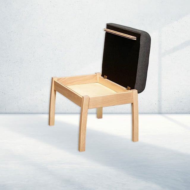 Farstrup 5699 skammel, Lysnet bøg/Medley dark grey - Seniorshop