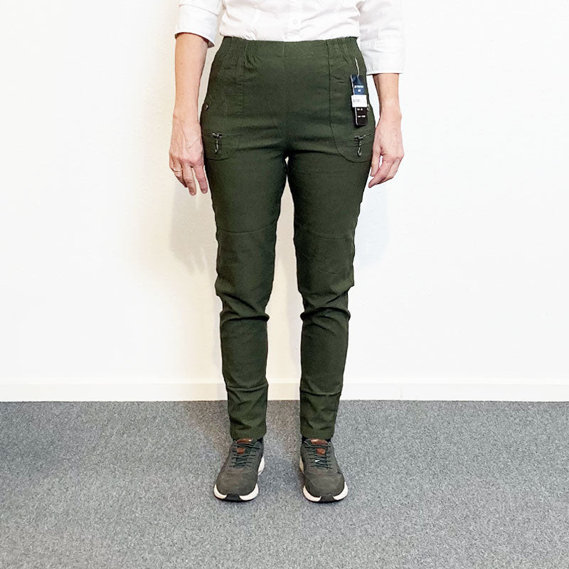 Damebukser med elastikkant - Oliven - Seniorshop