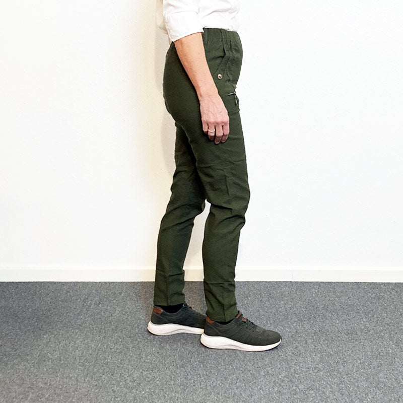 Damebukser med elastikkant - Oliven - Seniorshop