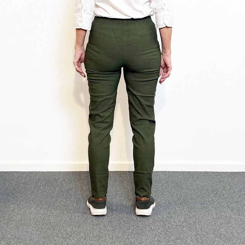 Damebukser med elastikkant - Oliven - Seniorshop