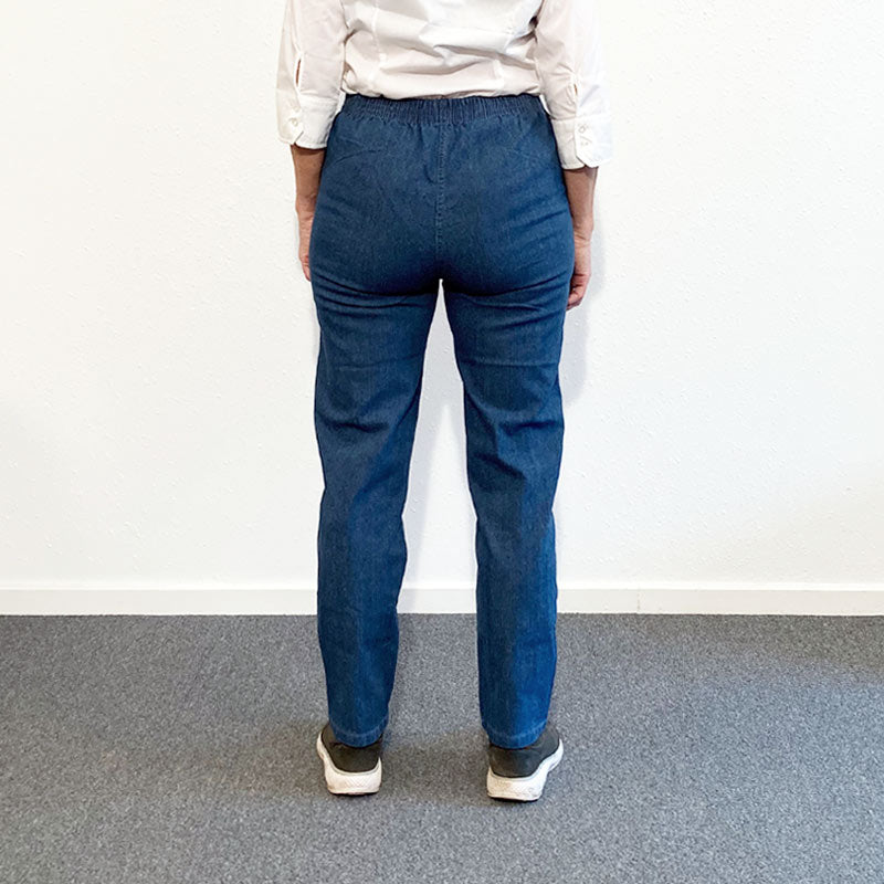 Damebukser med elastikkant - Blå denim - Seniorshop
