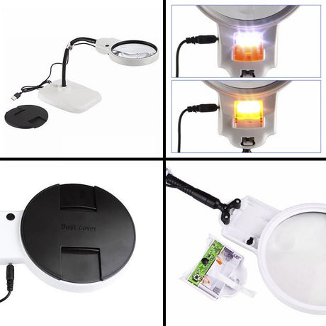 Fleksibel bordlup med LED - 2x/6x forstørrelse - Seniorshop