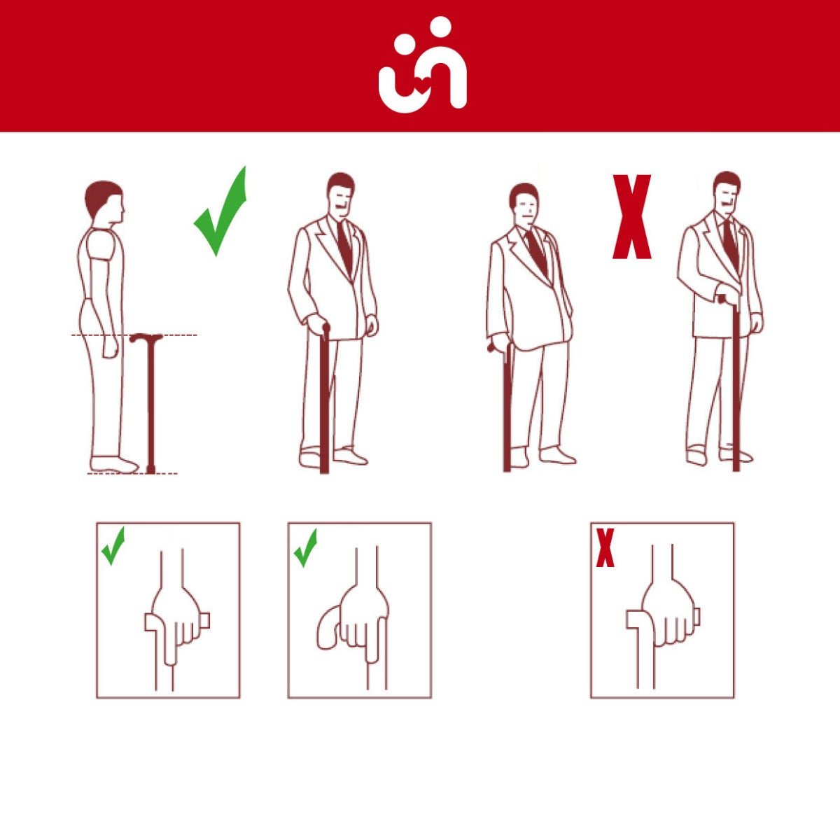 Anatomisk stok - Sammenklappelig - Seniorshop