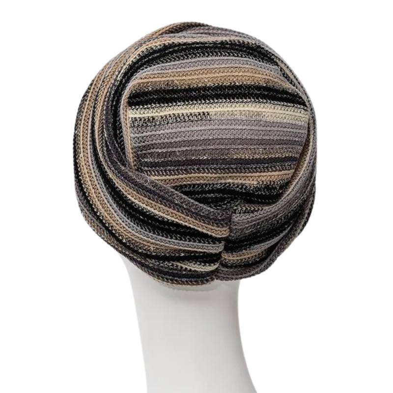 Zoya-turbaani – Black Autumn Stripes