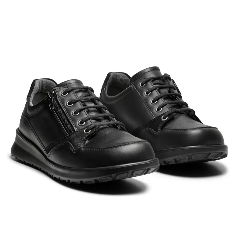New Feet naisten kengät nauhoilla ja vetoketjulla - Musta