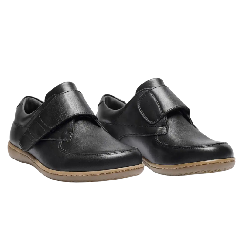 New Feet damesko med velcro - Sort læder