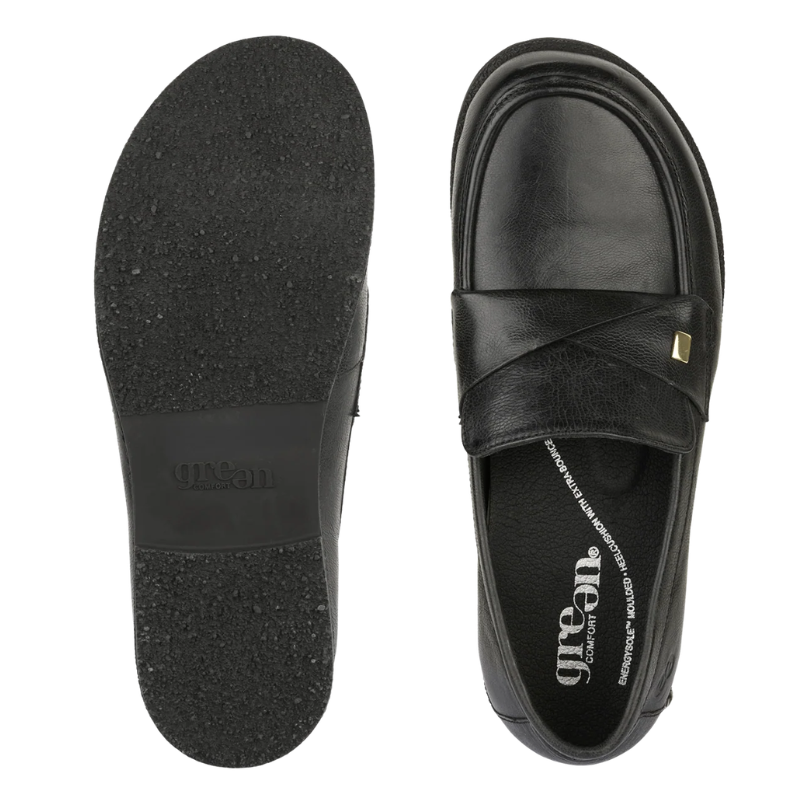 Green Comfort leveä naisten loafer - Musta