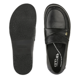Green Comfort leveä naisten loafer - Musta