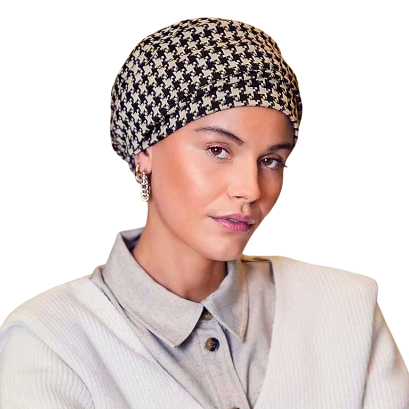 Lea-turbaani – musta/beige
