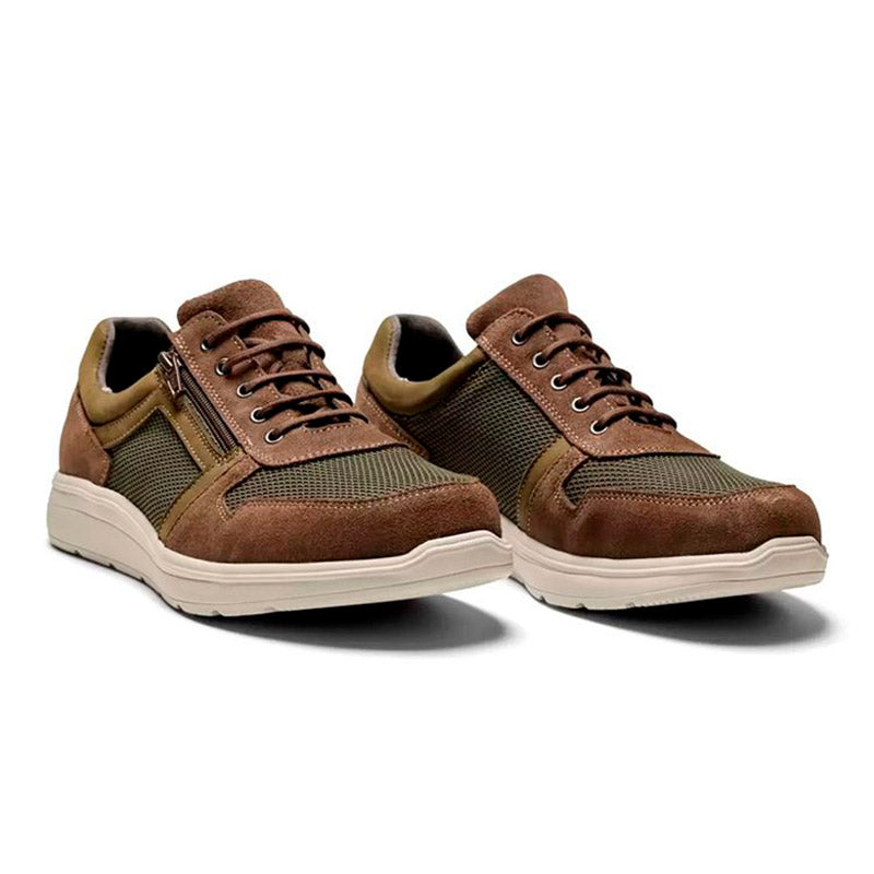 Lace-up Shoes with Zipper, Green/Brown, New Feet