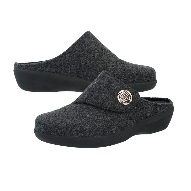 Women's Slipper, Dark Grey, New Feet