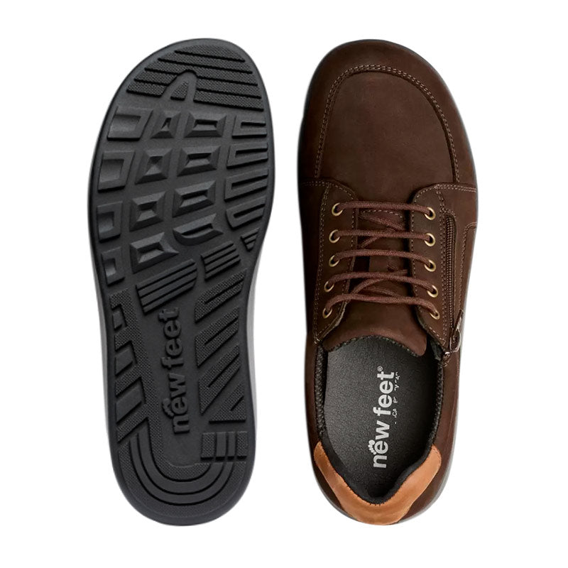 Wide men's shoes, Brown, New Feet