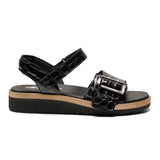 Women's Sandal, Black Croco, New Feet