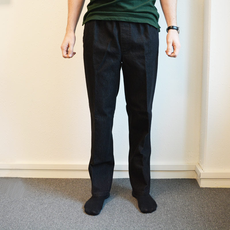 Jeans med elastik i taljen - Koksgrå/sort