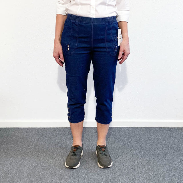 Capri Trousers, Blue Denim, Women